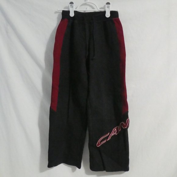 Athletic Track Pants | small | Black with Burgundy Side Stripes and Canada print - Picture 1 of 16